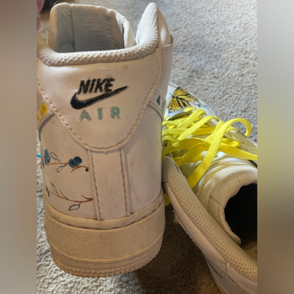 Nike Air customized butterflies high top sneakers size 8.5 ladies